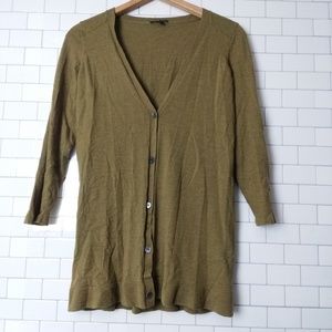 Eileen Fisher olive fine italian yarn cardigan‎ med